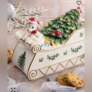 Spode Festive Holiday Sleigh with Rudolph Red-Nose Reindeer and Christmas Tree